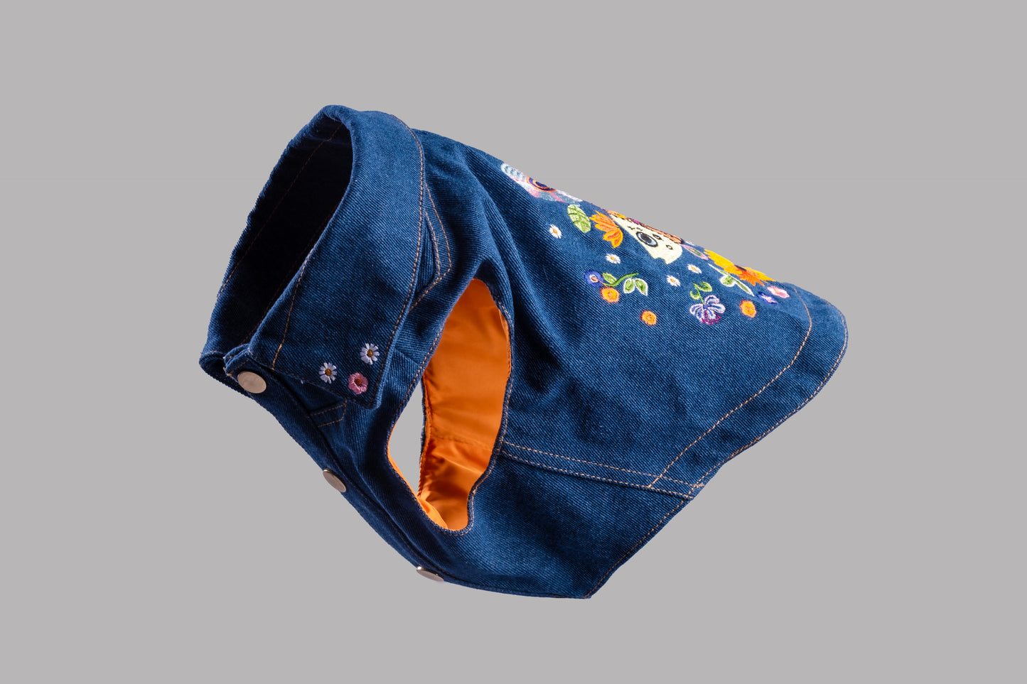 Dog Jacket - Denim with Embroidery