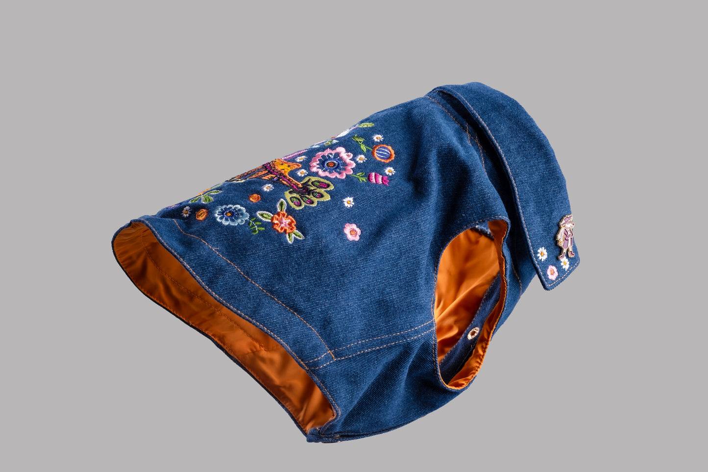 Dog Jacket - Denim with Embroidery