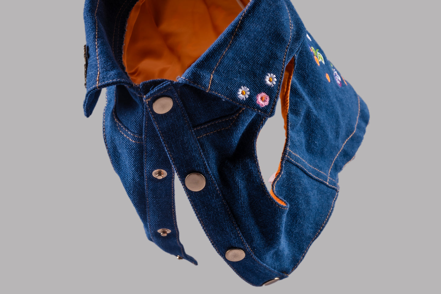 Dog Jacket - Denim with Embroidery