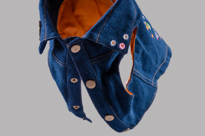 Dog Jacket - Denim with Embroidery