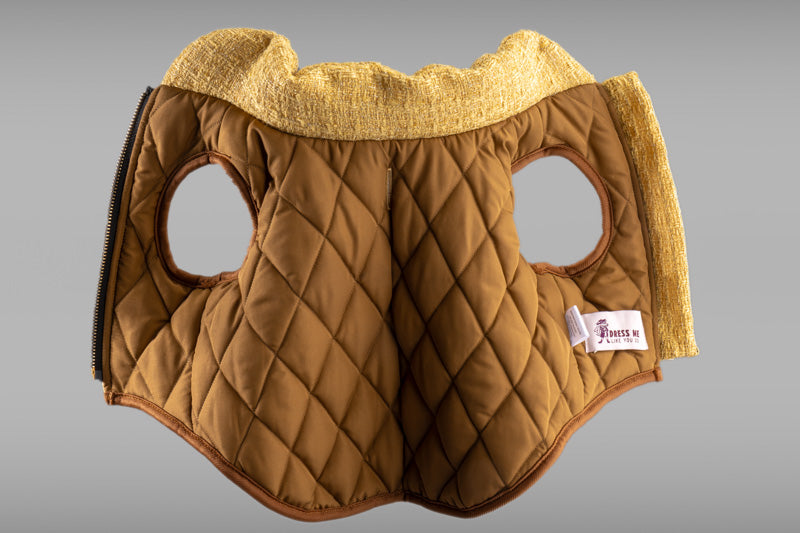 Dog Jacket - Flexible Gold Tweed Padded